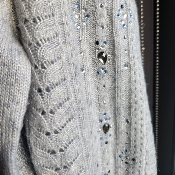 WHBM Off Shoulder Holiday Gemstone Asymmetric Hem Sweater, SZ XSmall - Picture 5 of 8